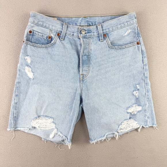 Levi's Pants - Levi's 501 Original Cutoff Shorts Women 30 Light Wash Blue Distressed Denim